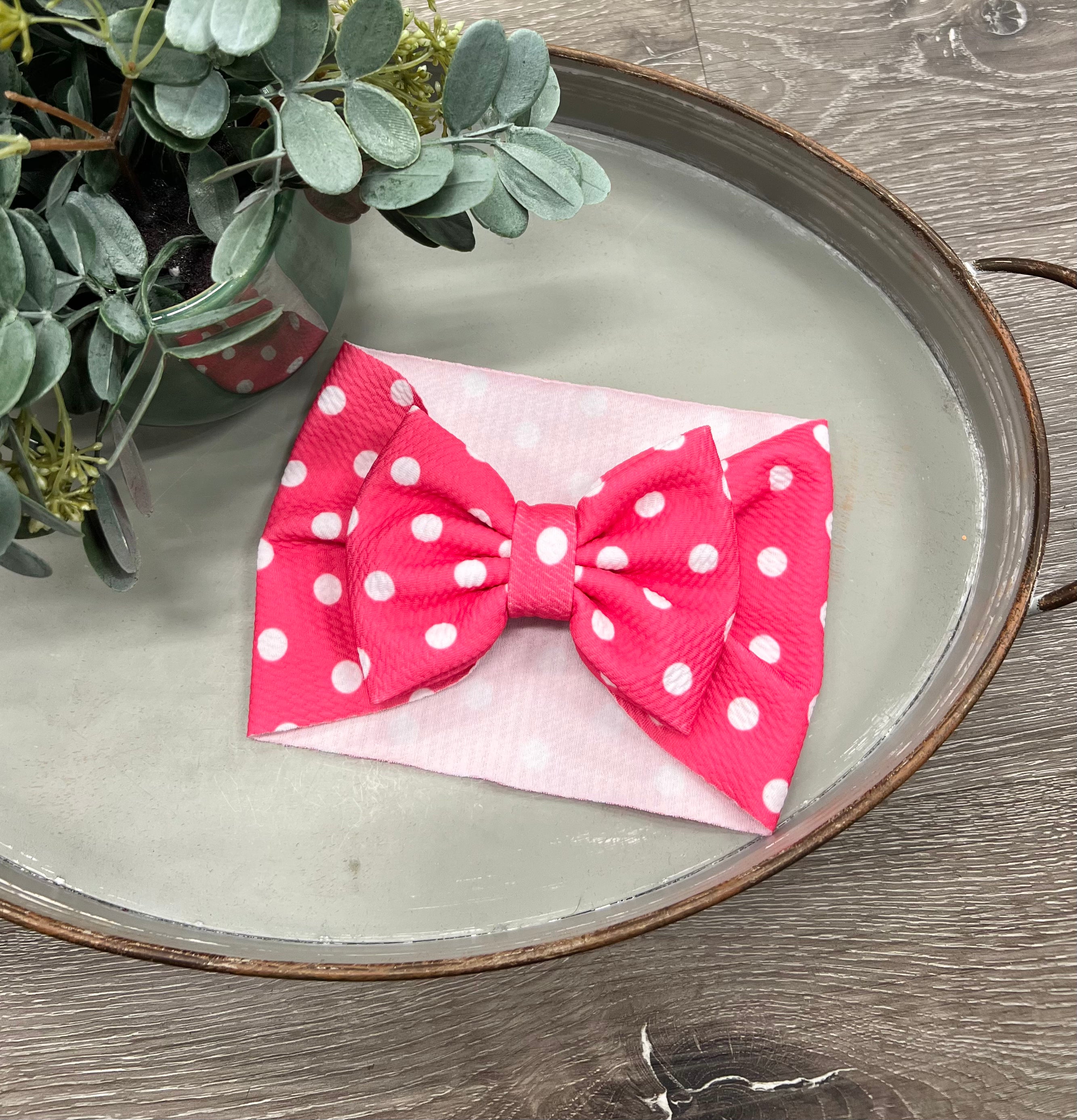 Pink Polka Dot Headband