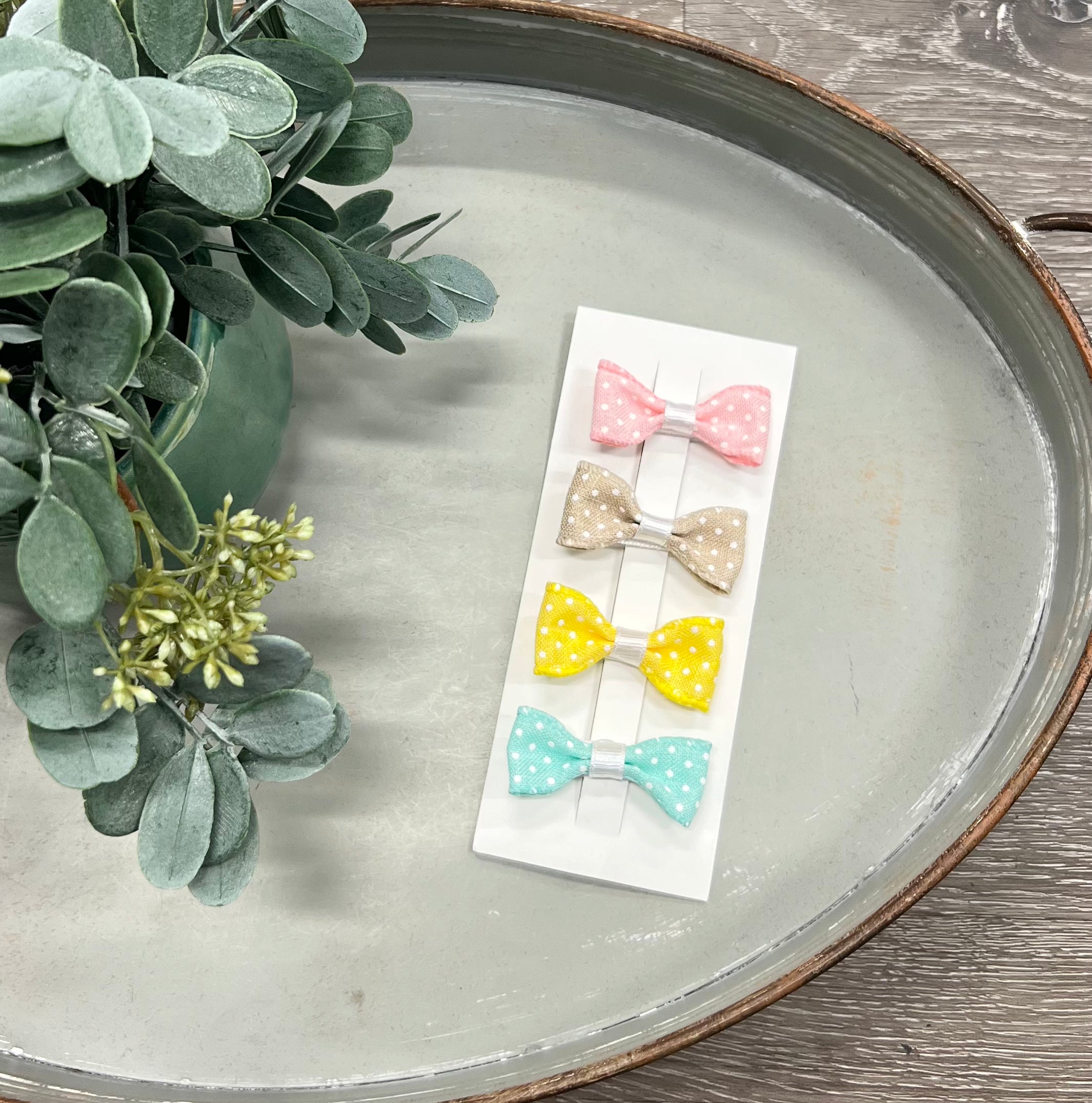 Buy pastel-polka-dots Baby Velcro Bow Sets