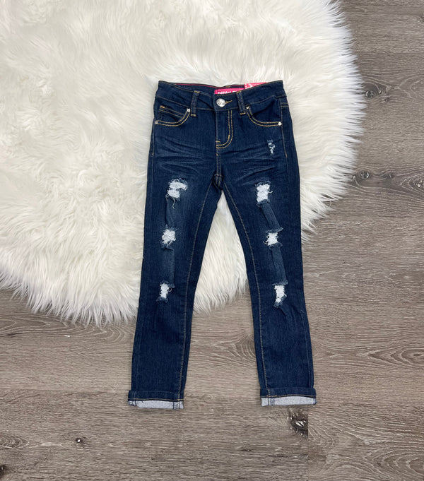 Pink Latte Distressed Stretch Jeans