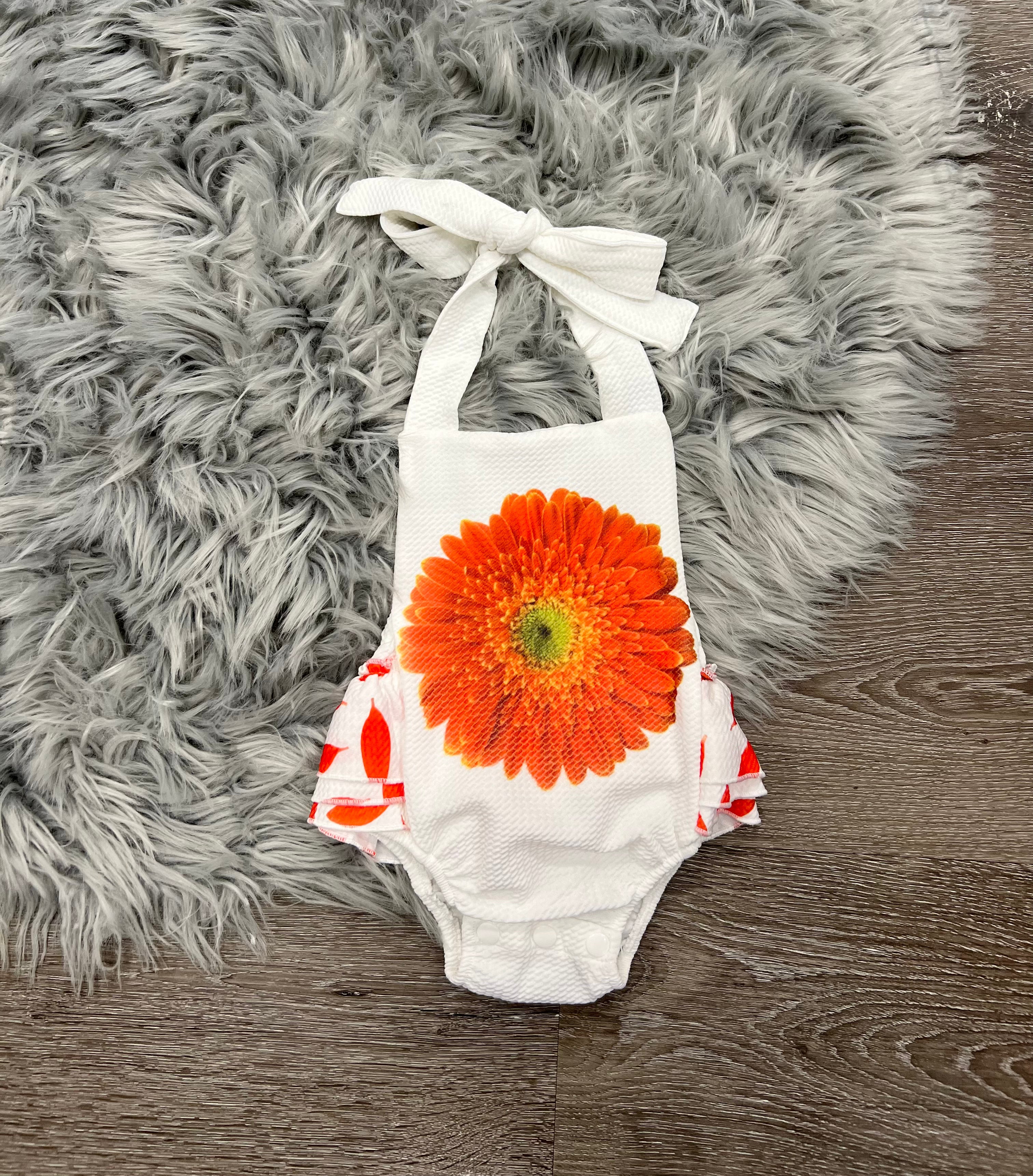 Orange Flower Ruffle Bum