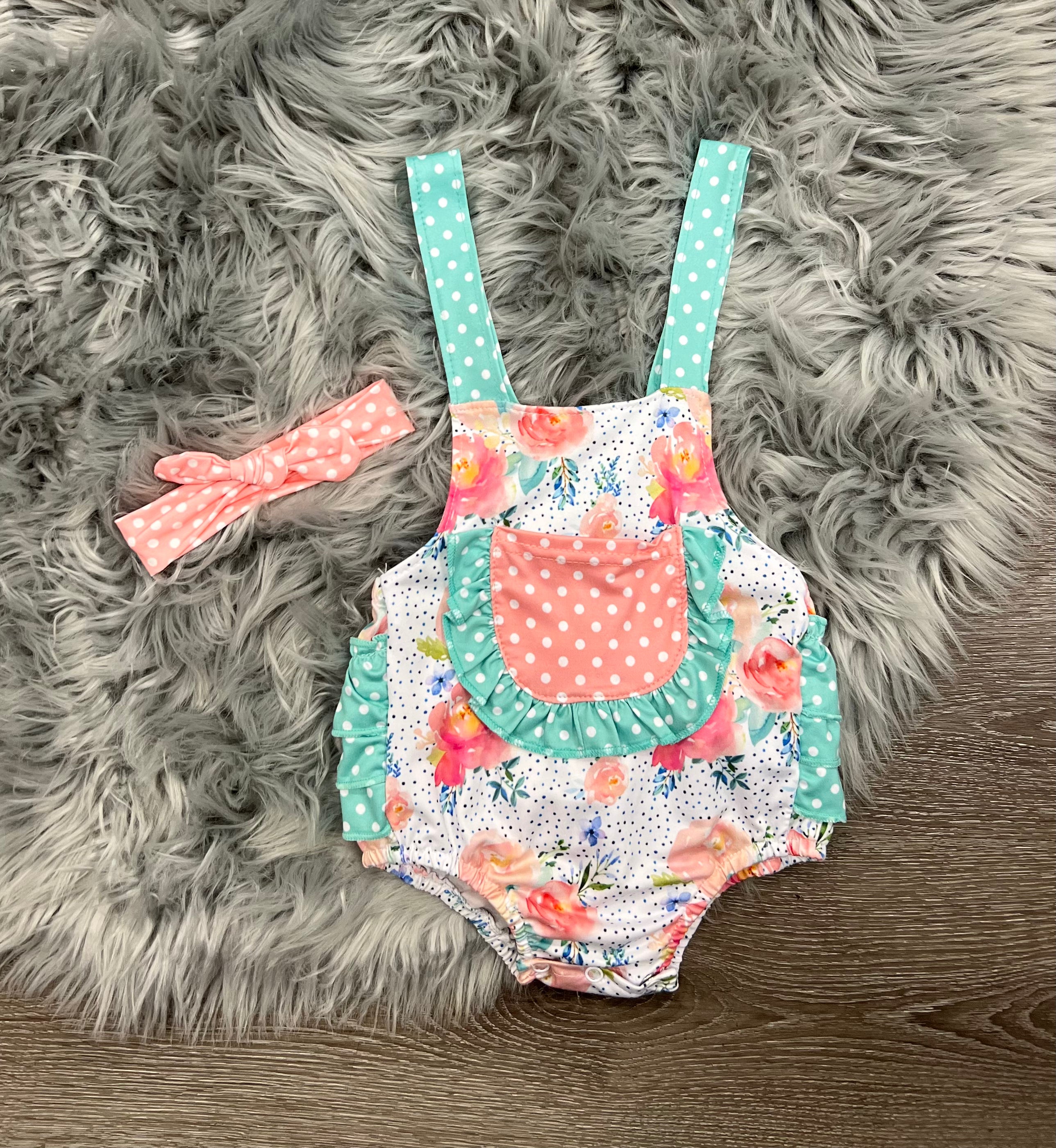 Mint Polka Dot Romper