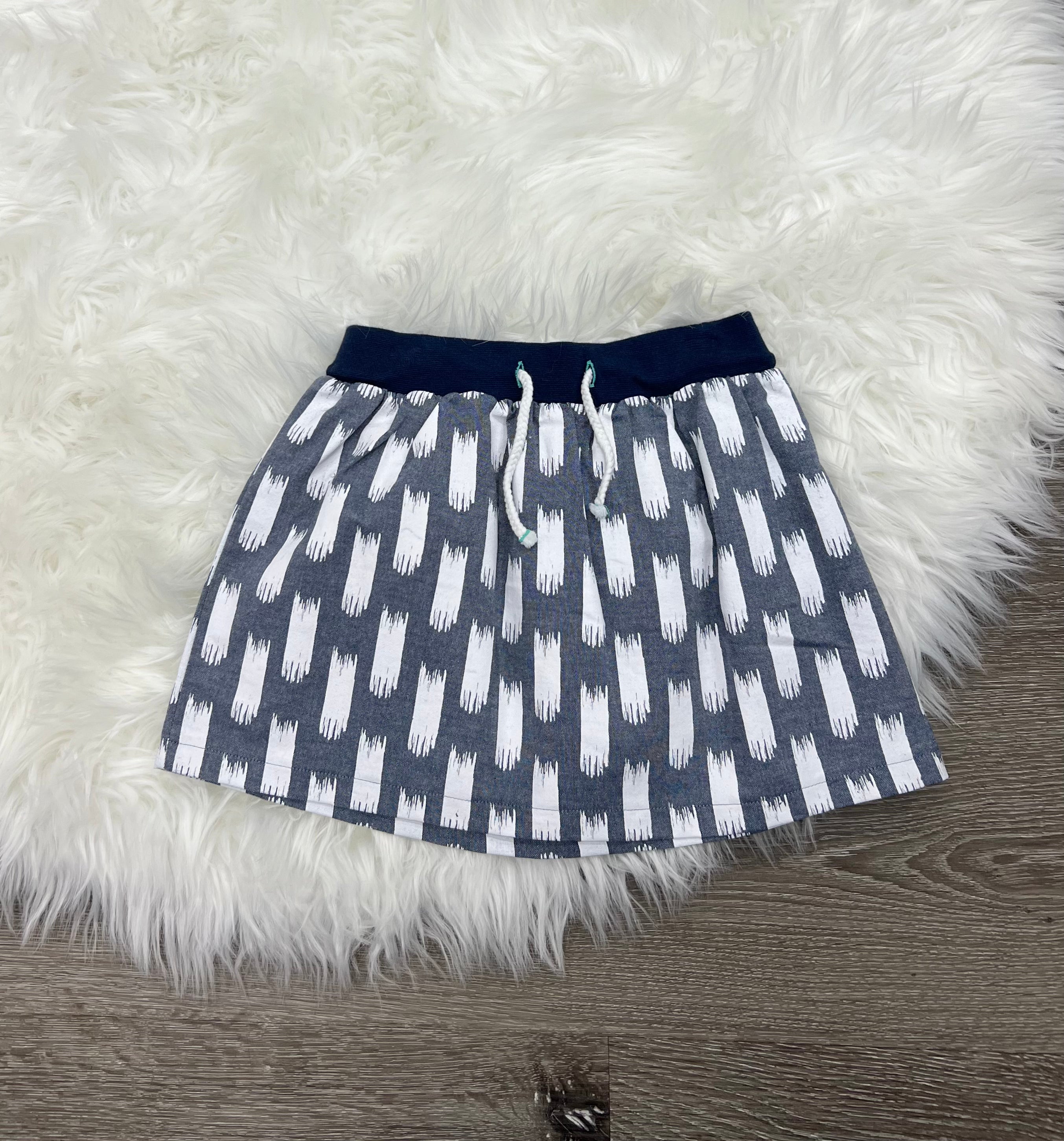 Navy Organic Cotton Pattern Skirt