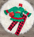 Buffalo Plaid Holiday Truck Ruffle Outfit-1