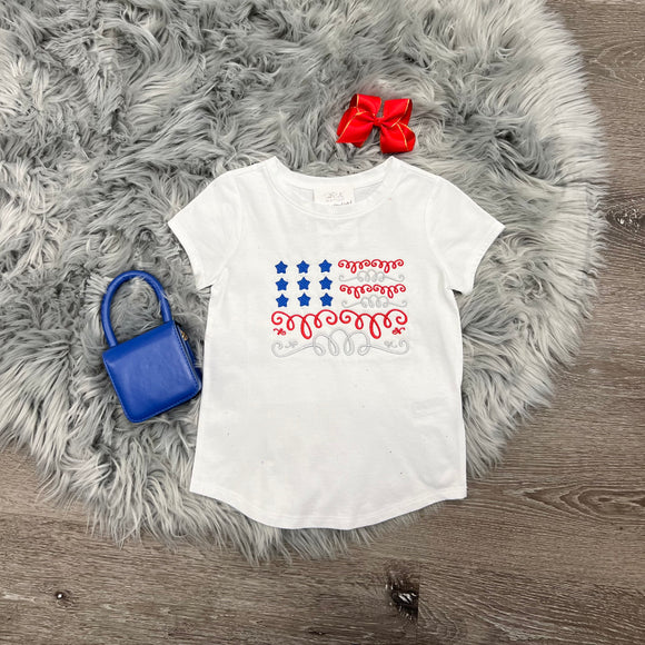 Embroidered white Sparkle Flag T