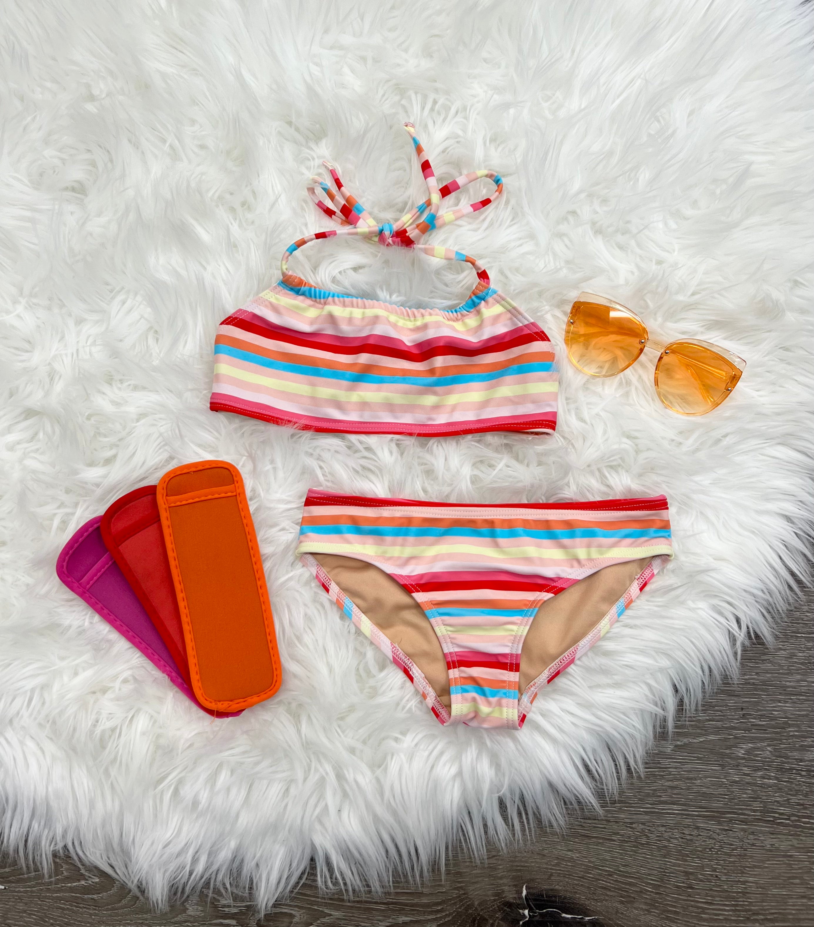 Toobydoo Multi Stripe Bandeau Bikini