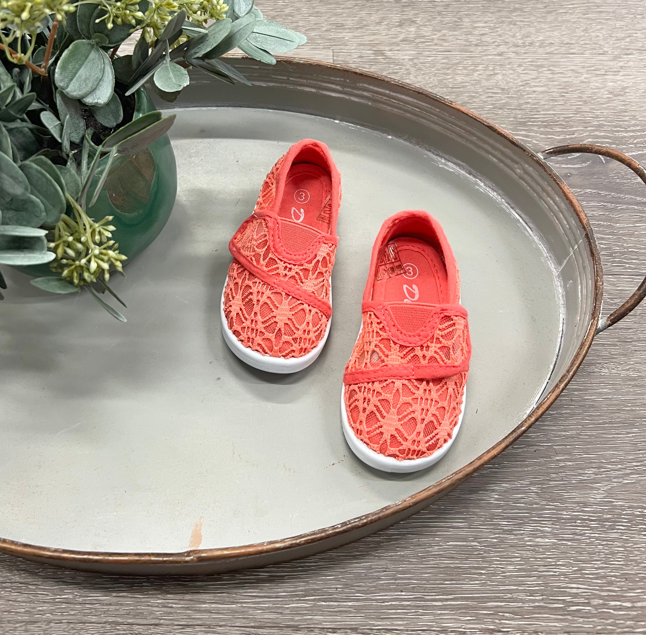 Buy coral Lace Flats