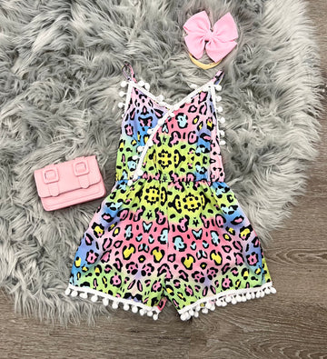 Tie Dye Leopard Romper