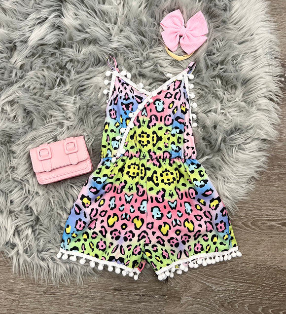 Tie Dye Leopard Romper