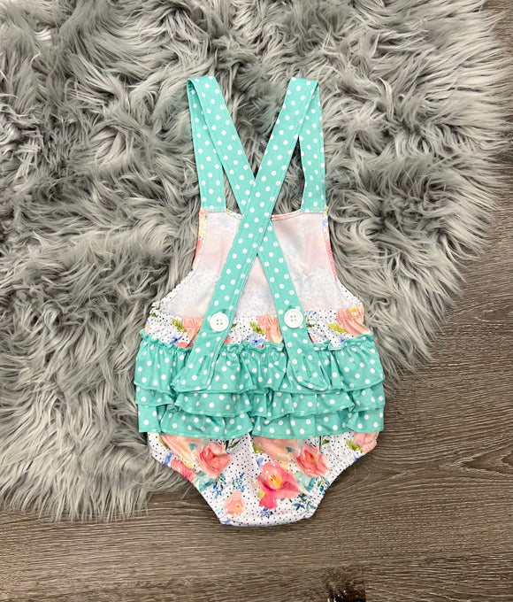 Mint Polka Dot Romper