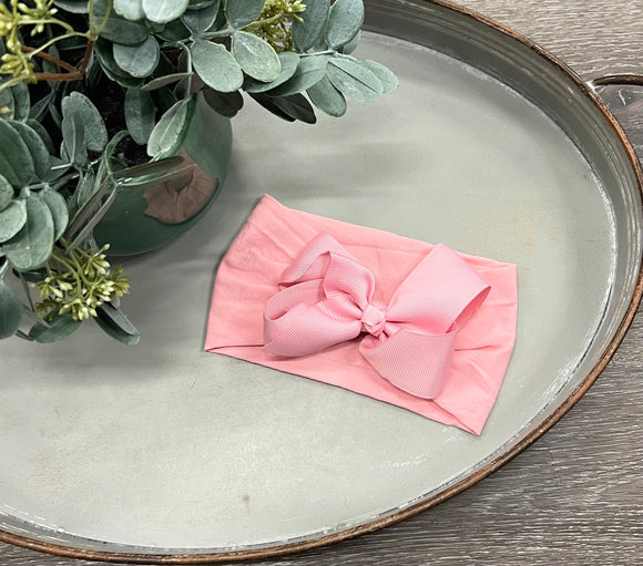 Wide Banded Blush Bow