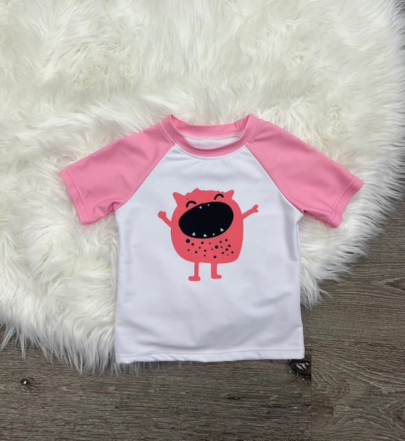 Pink Monster Rash Guard Top