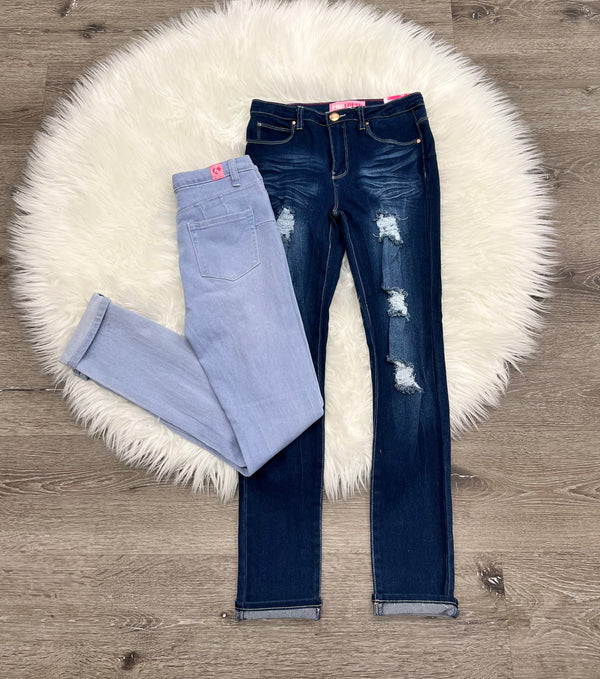 Pink Latte Distressed Stretch Jeans | Two Boutique MN