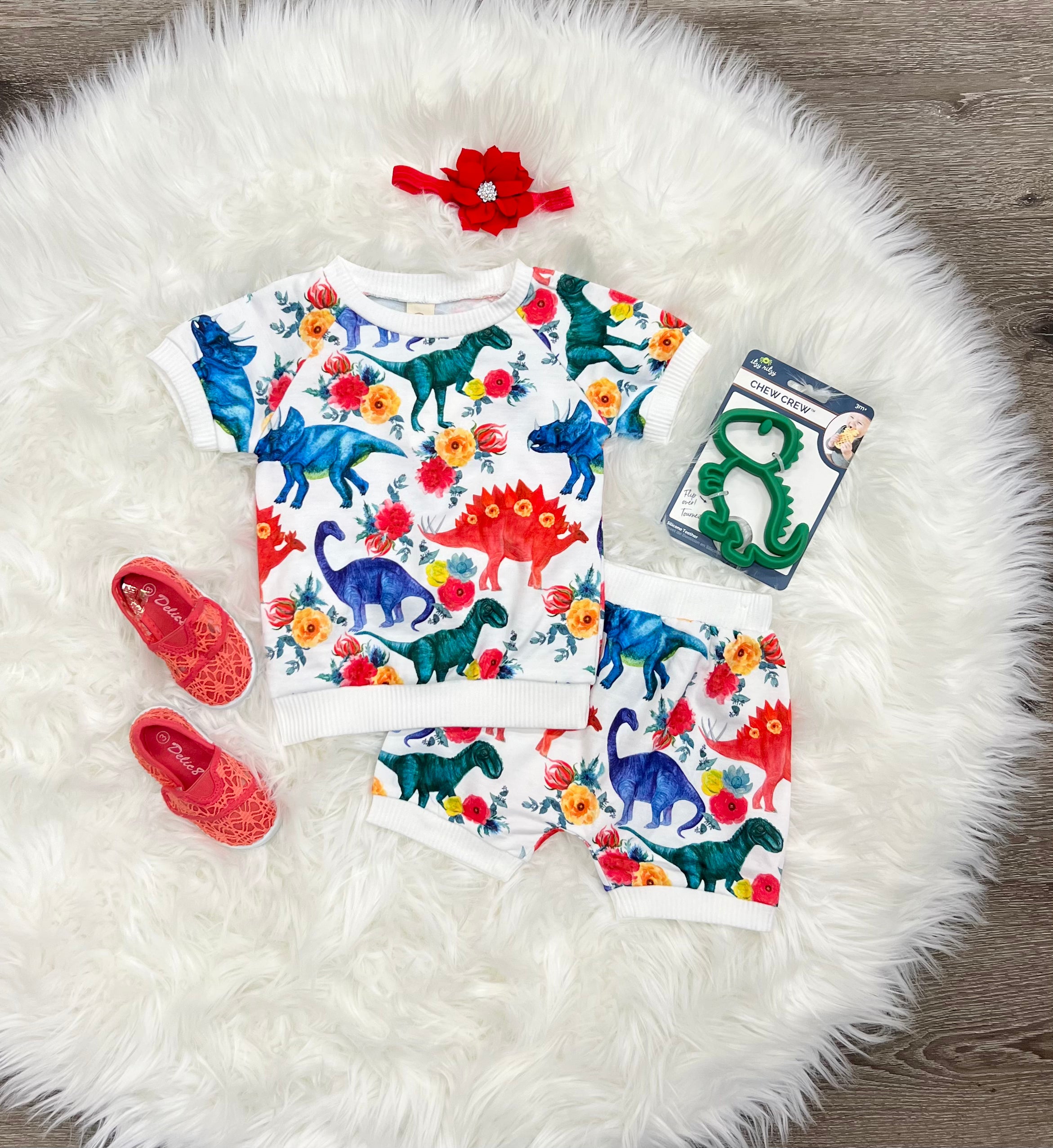 Floral Rawr Shorts Set