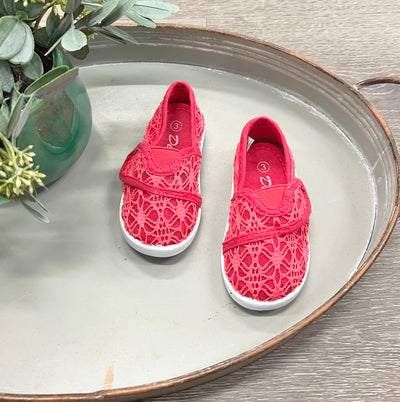 Buy fuchsia Lace Flats