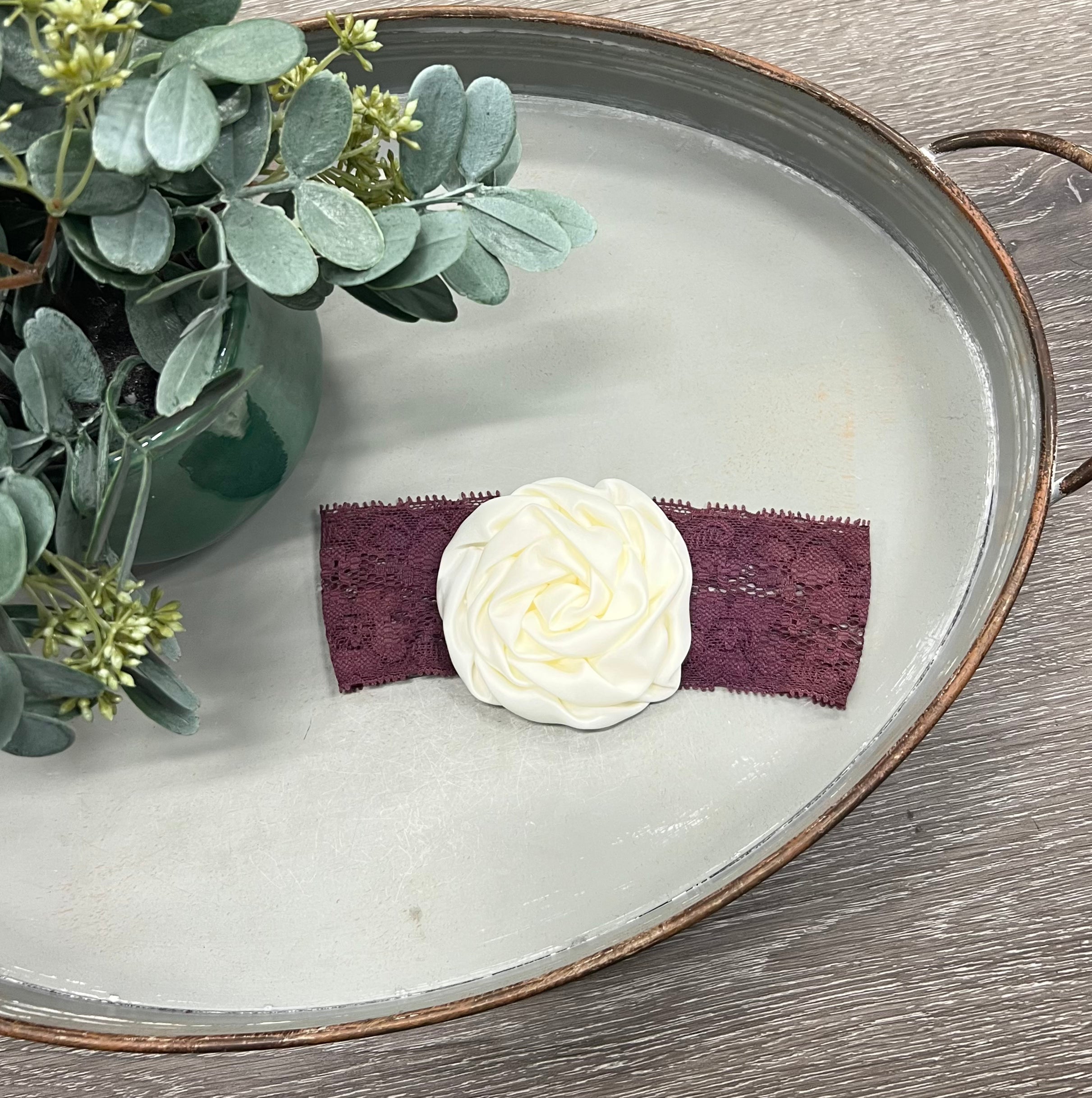 Buy purple Satin Rose Lace Headband