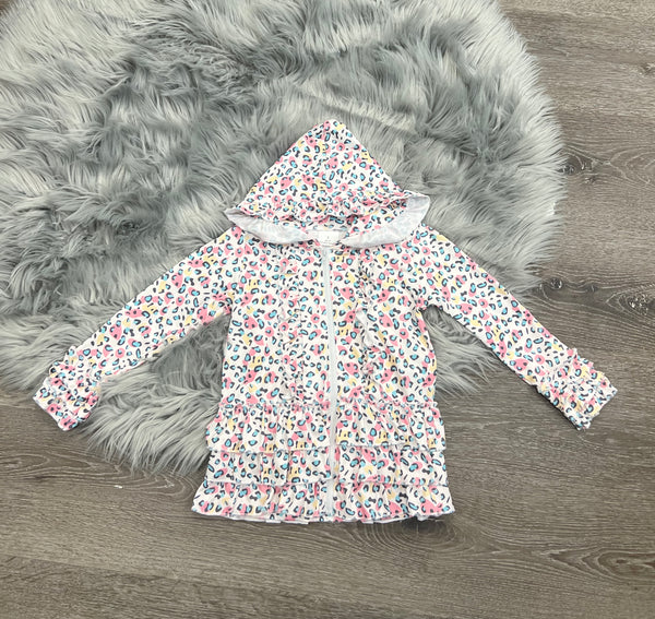Leopard Ruffle Zip-up