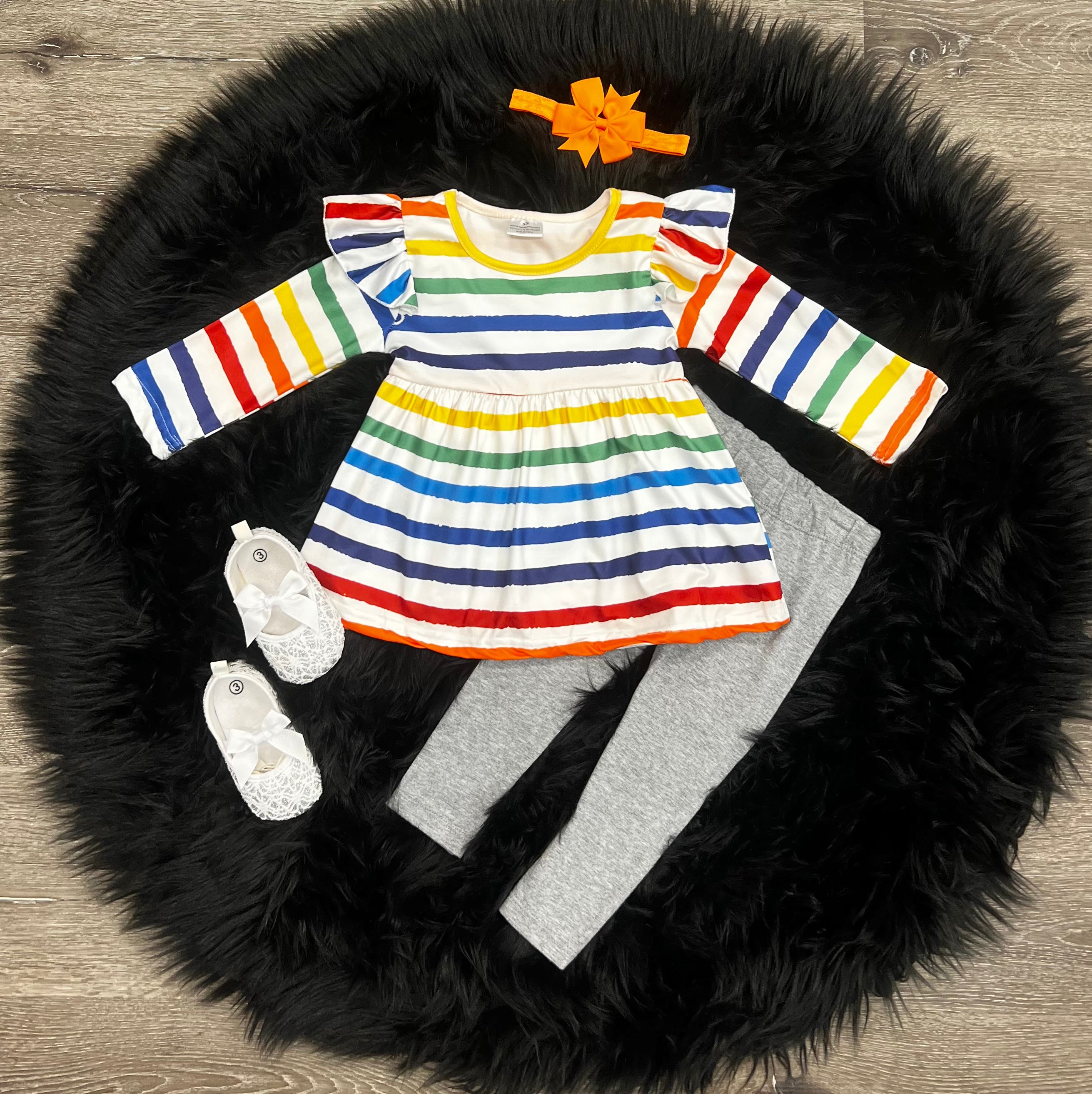 Rainbow Striped Top Set