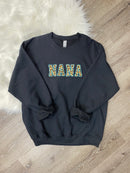 Embroidered Teal Stitched Leopard NANA Sweatshirt-1