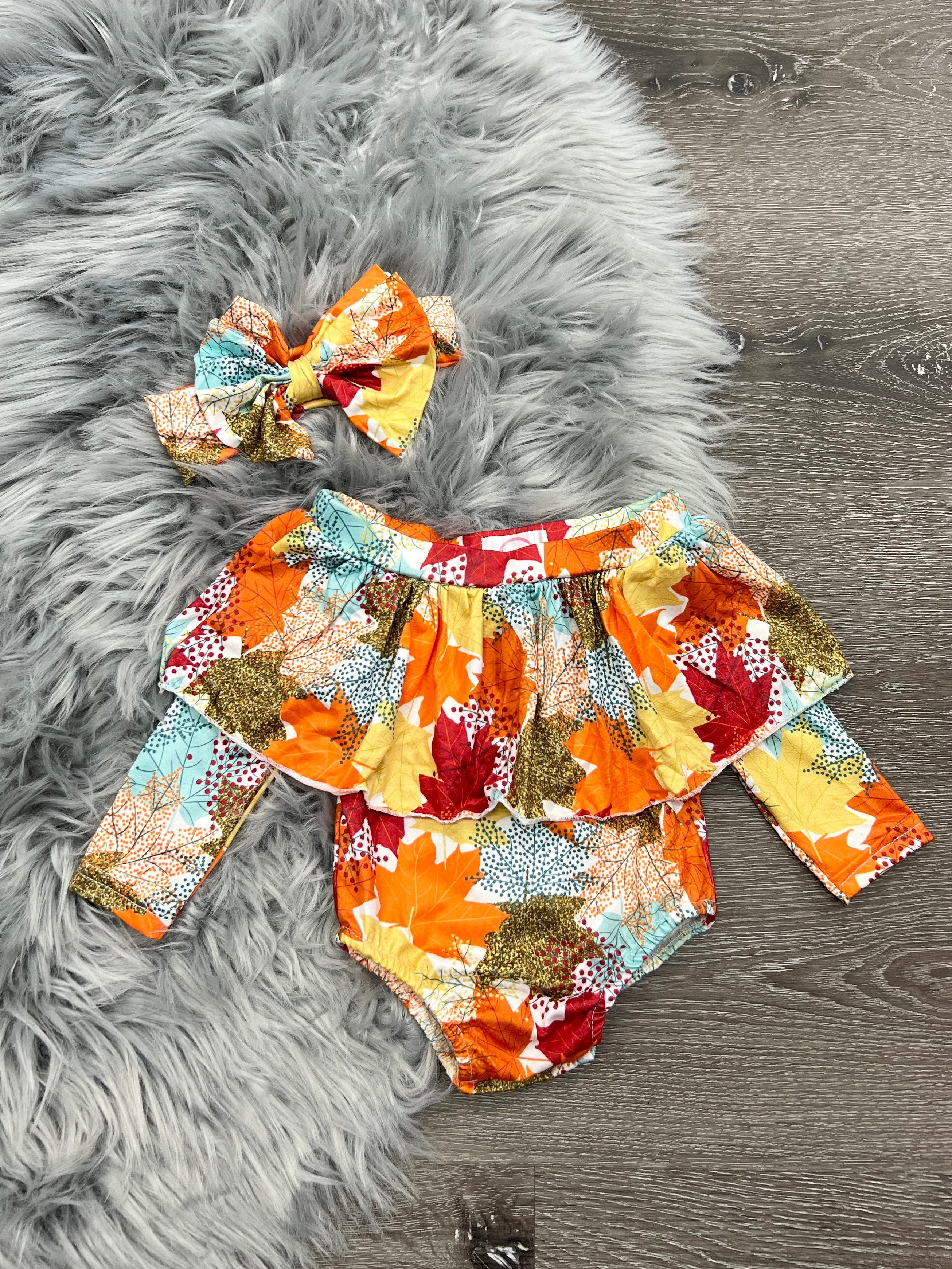 Falling Leaves Off Shoulder Romper