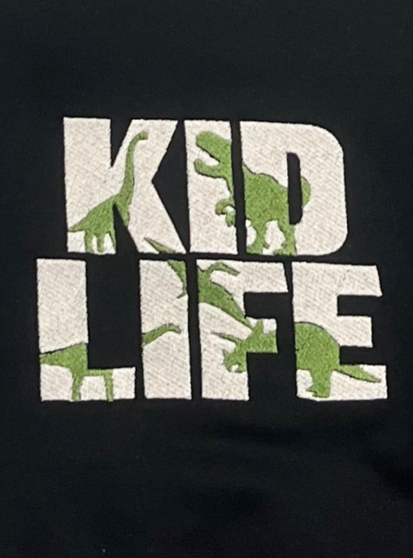 Embroidered Dino Kid Life Sweatshirt