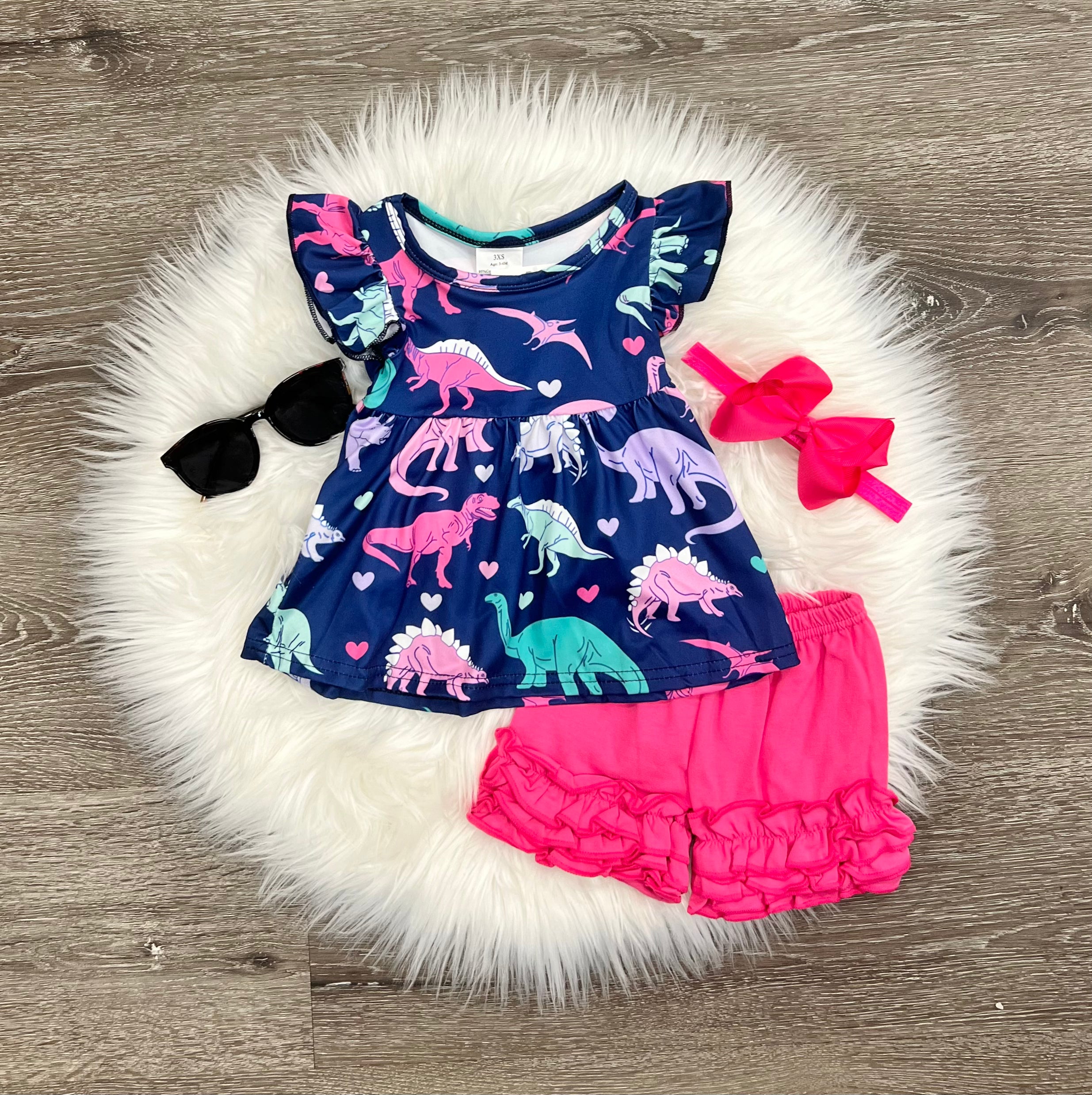 Dinosaur Ruffle Shorts Set