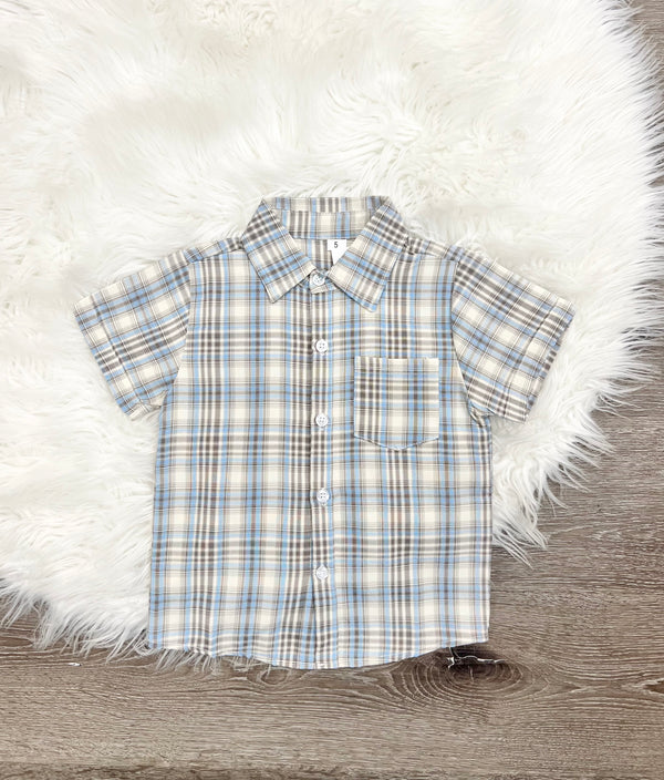 Dusty Blue Button-Up T