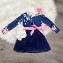 Navy Floral Tulle Dress-1
