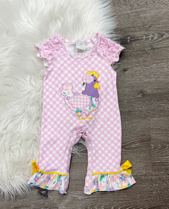 Pink Chicken Romper