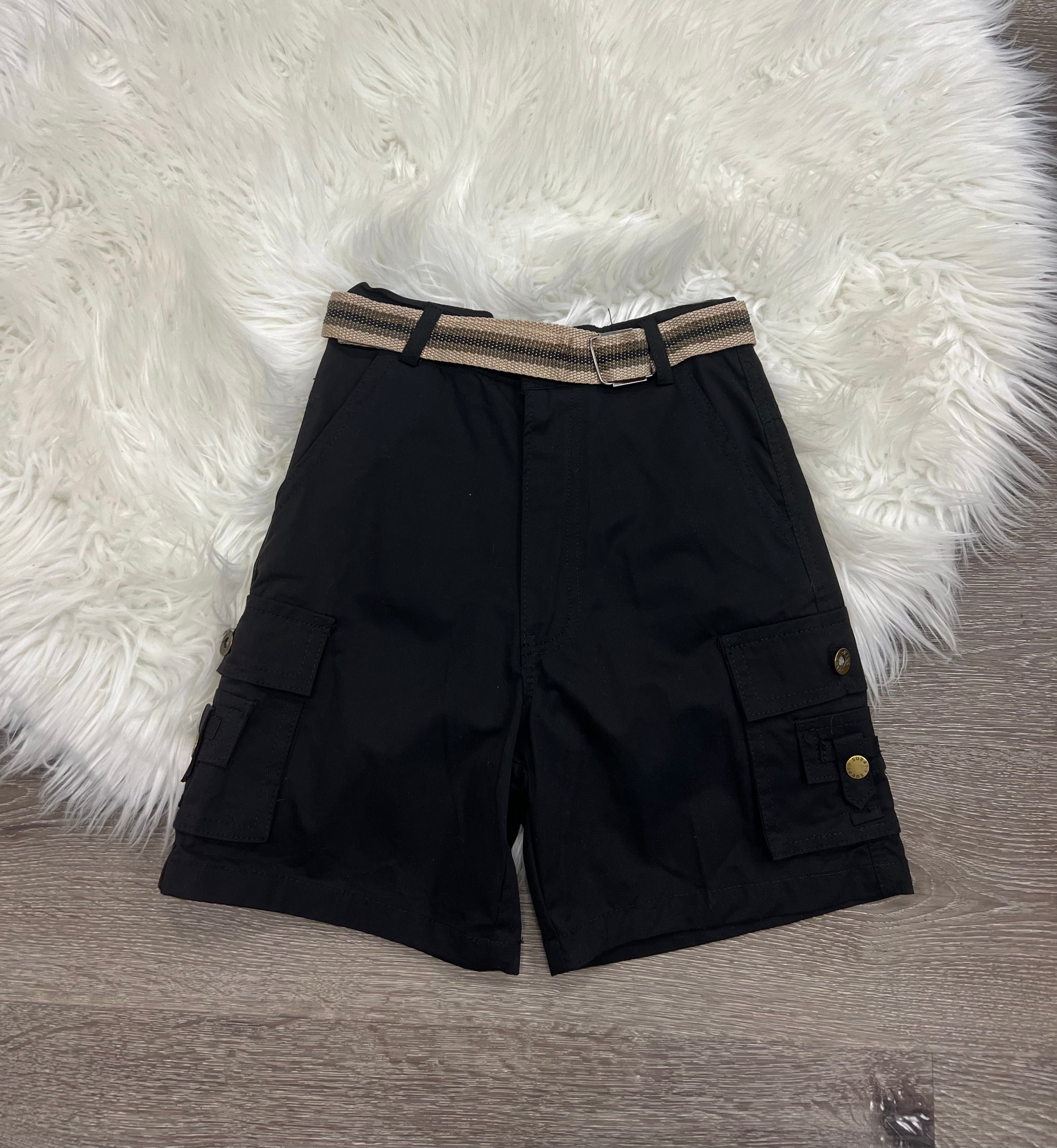 Buy black Cargo Shorts W/Belt