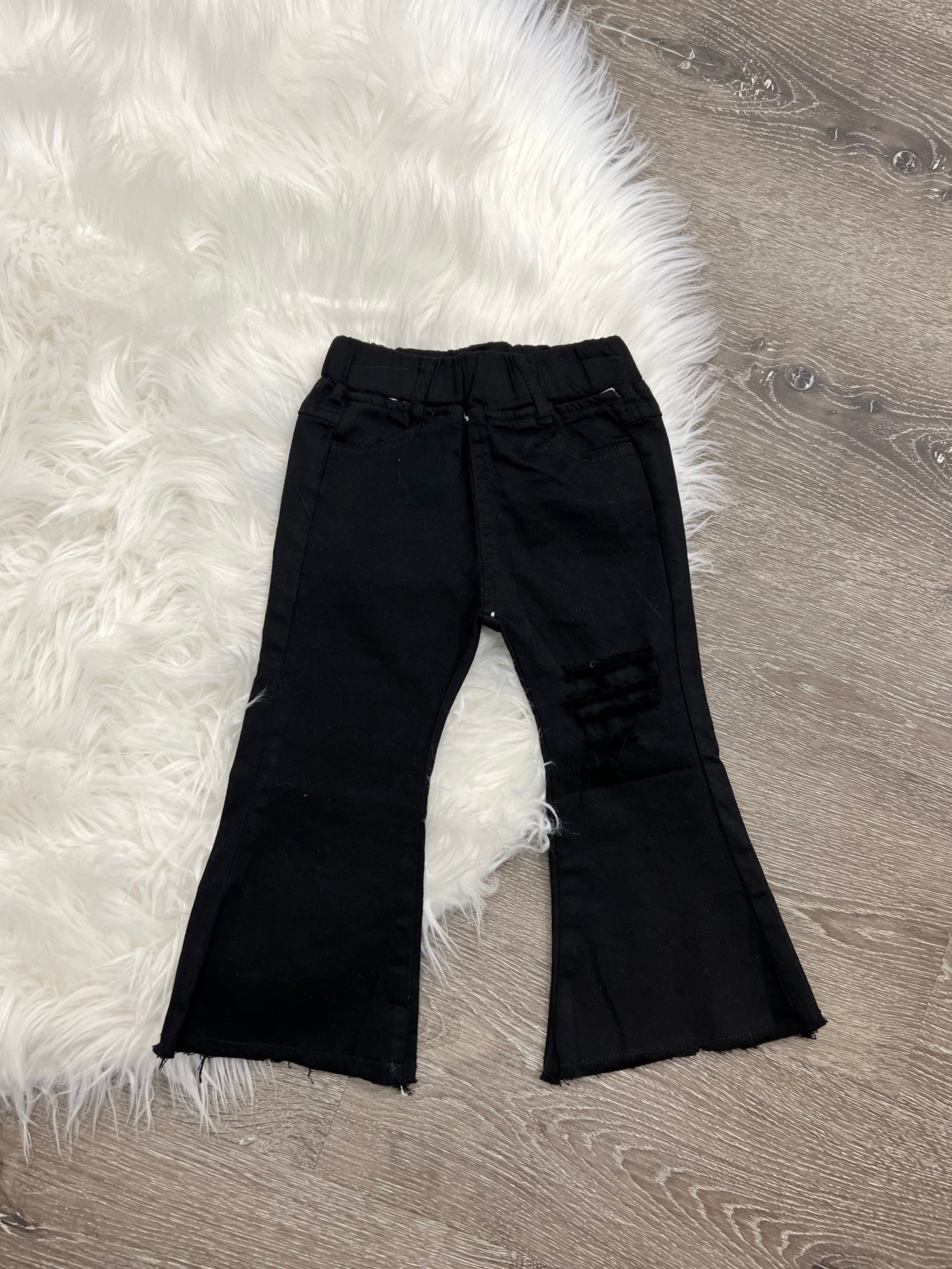 Black Distressed Bell Bottoms