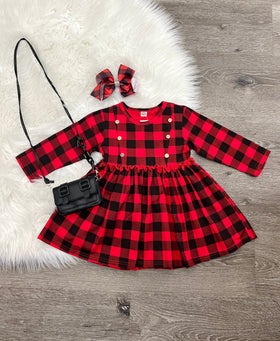 Plaid Buttons Dress