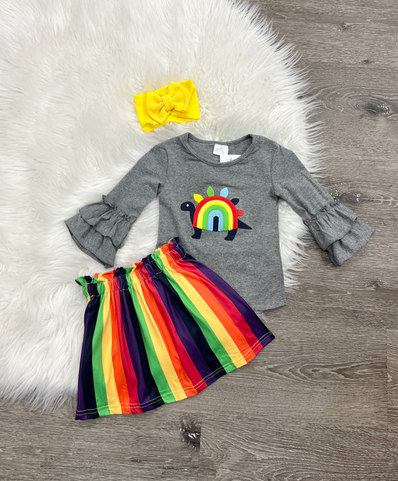 Rainbow Dino Skirt set