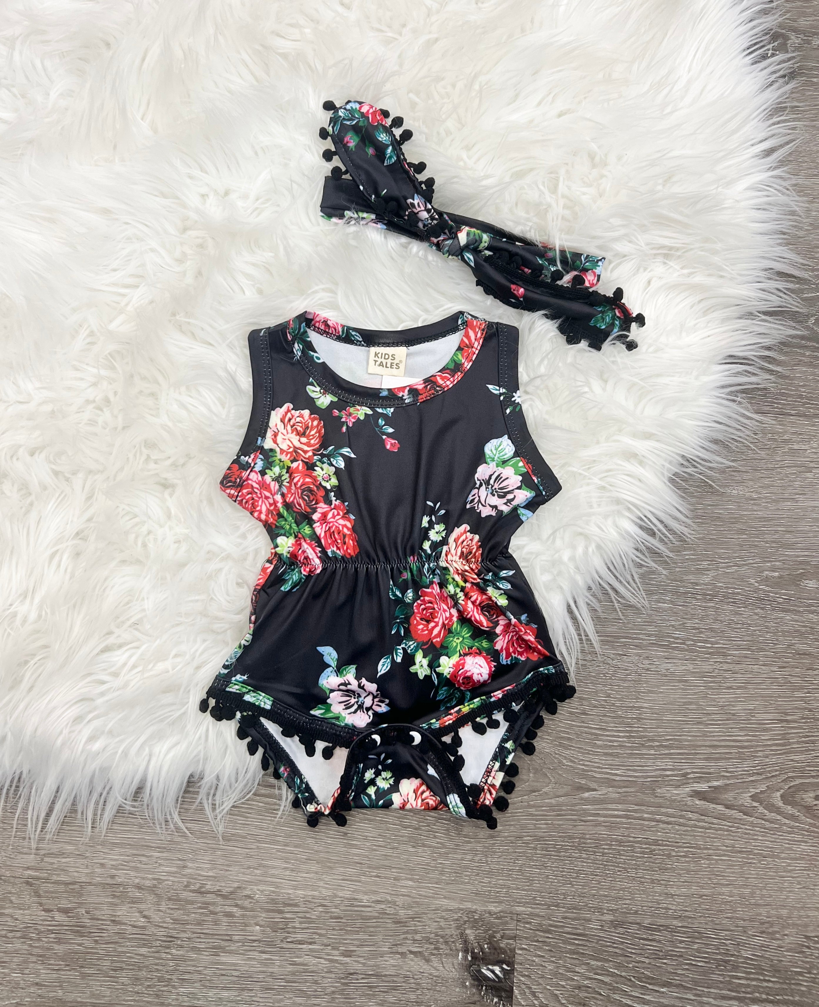 Deep Floral Blooms Romper