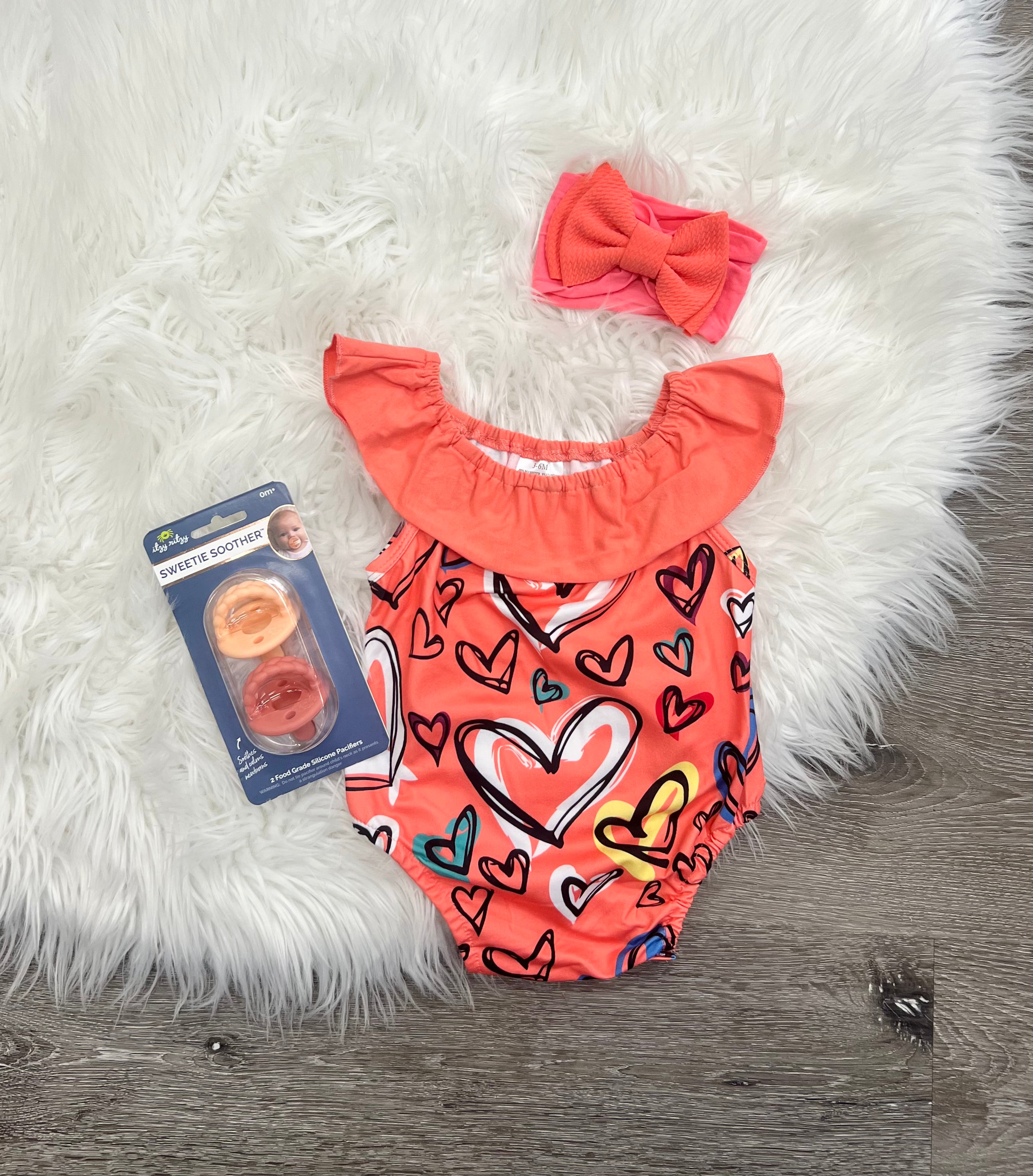 Peachy Hearts Bubble Romper