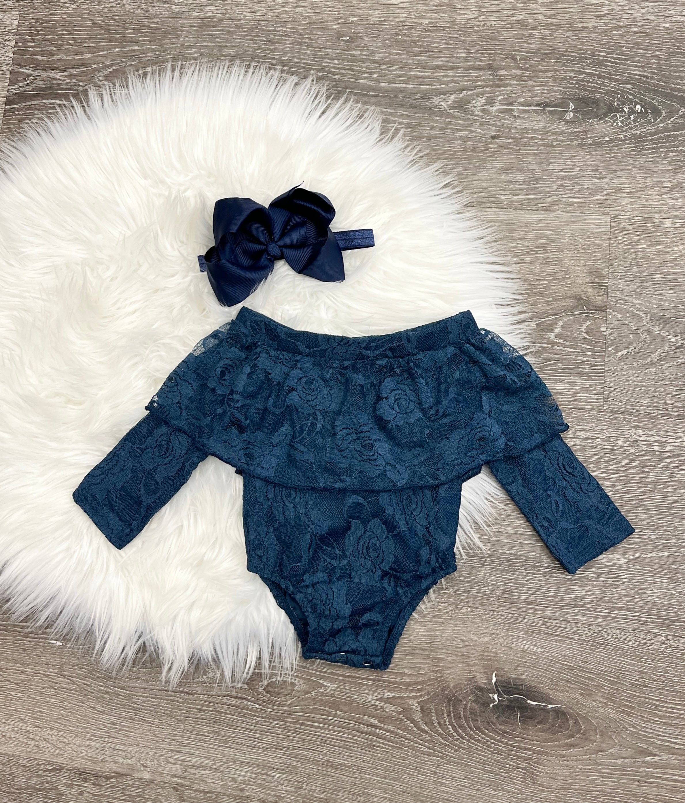Buy navy Lacey Off The Shoulder Romper