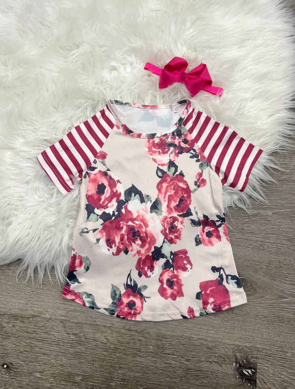 Delilica Magenta Stripes & Floral Shirt