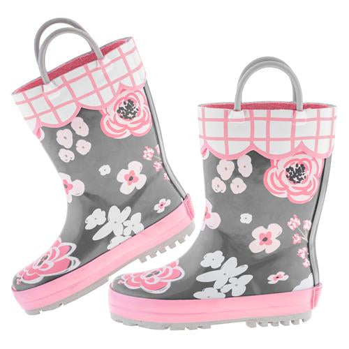 Charcoal Floral Rainboots