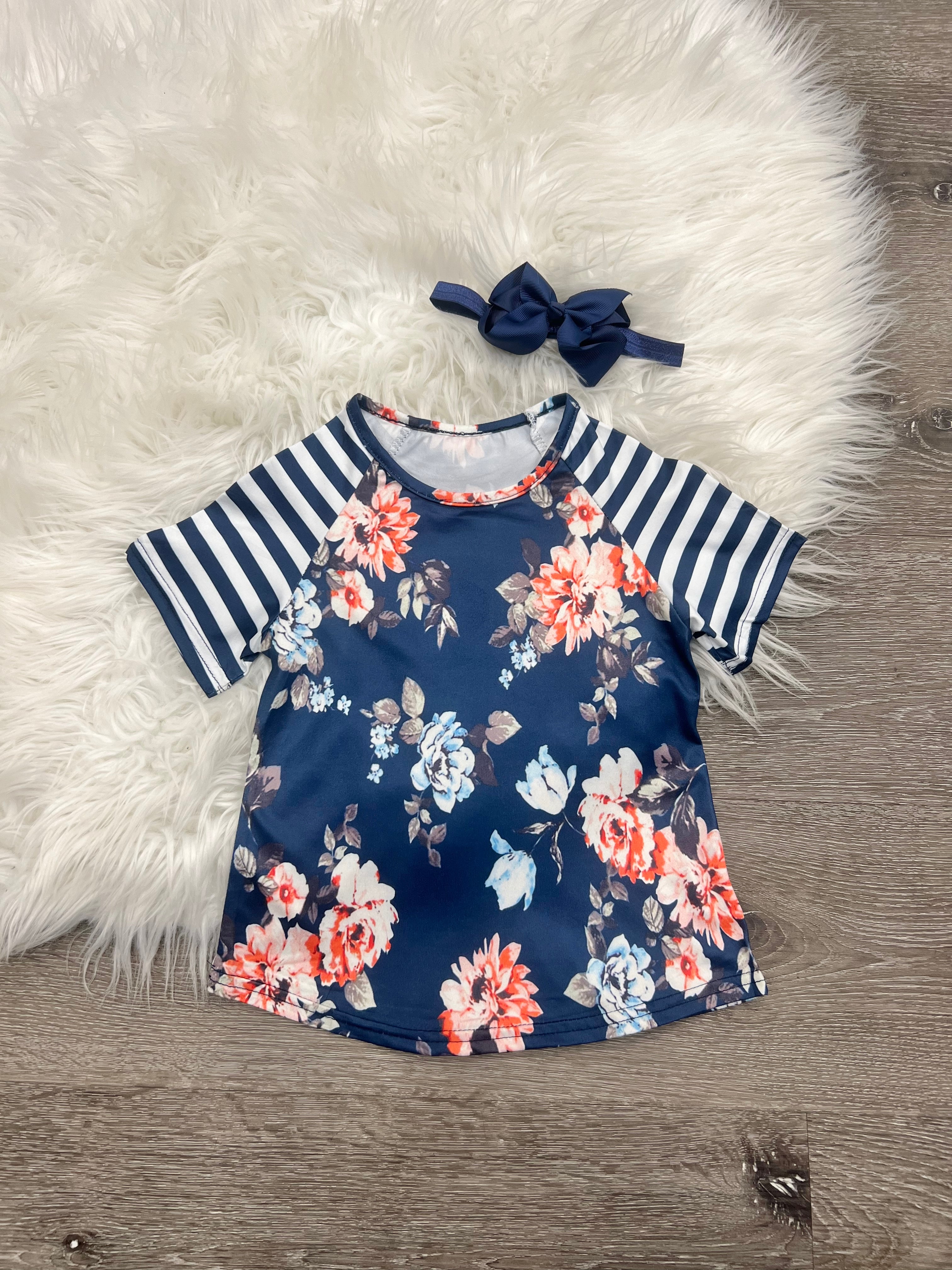 Delilica Navy Stripes & Floral Shirt