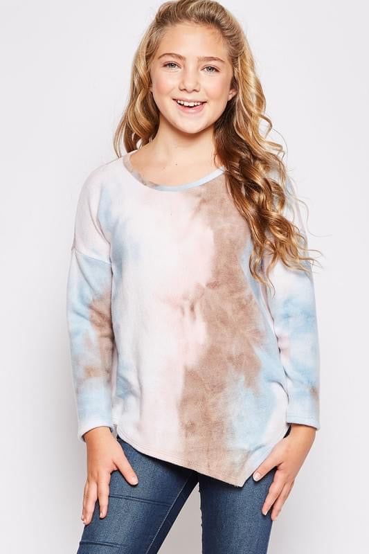 Asymmetrical Brushed Tie Dye Top