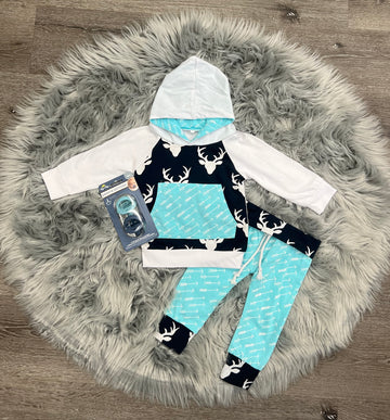 Blue Deer & Arrows Hoodie Set
