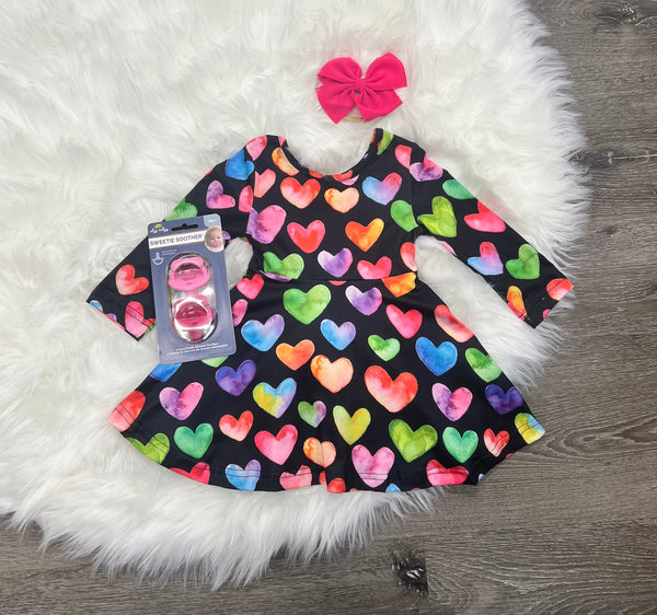 Colorful Hearts Twirly Dress