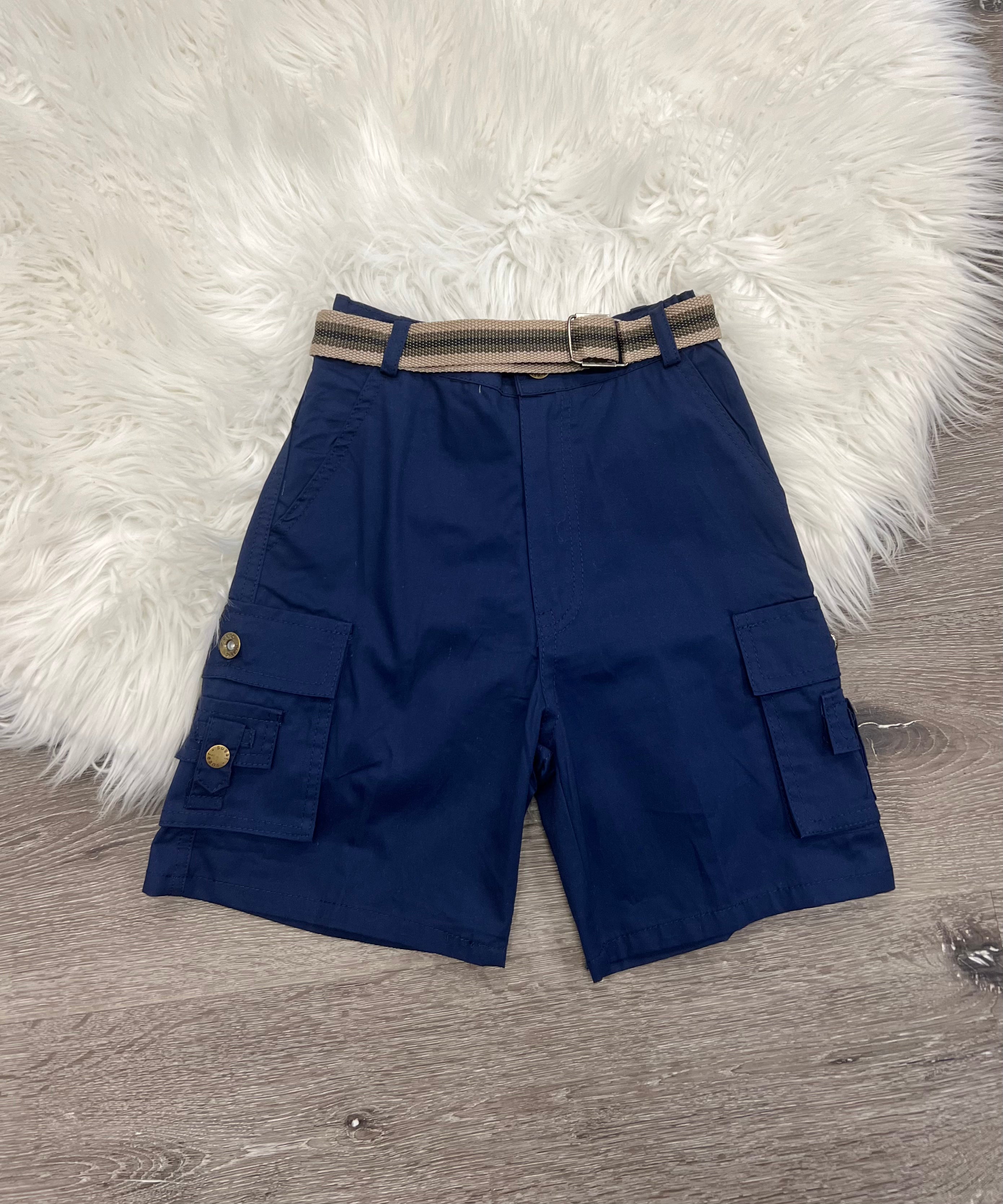 Buy navy Cargo Shorts W/Belt