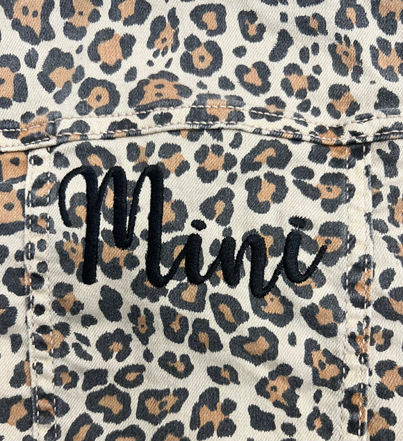Embroidered Leopard Mini Jean Jacket