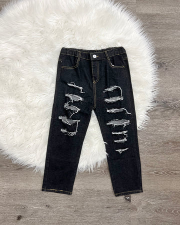 Dark Distressed Rugged Denim