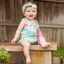 Teal Poms Romper