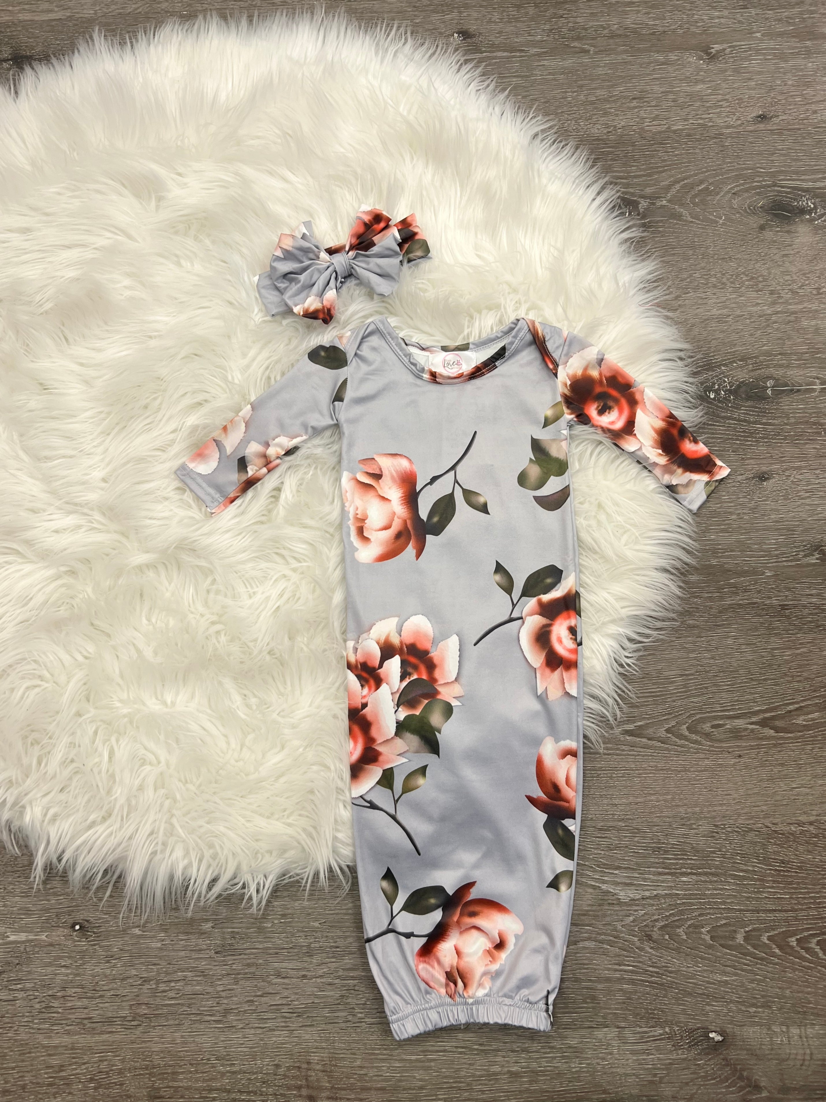 Dusty Grey Floral Sleep Sack Set