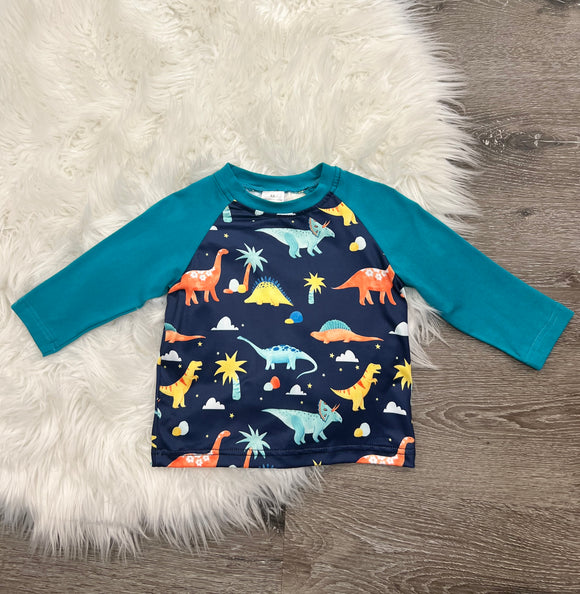Teal Dino Long Sleeve