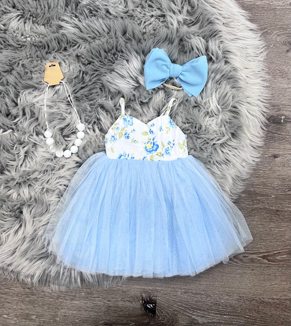 Blue Blossoms Tulle Dress