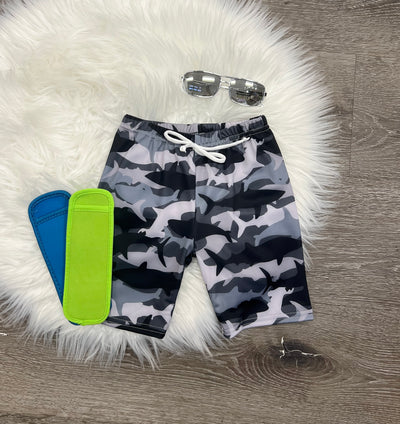 TCB Camo Shark Swim Trunks