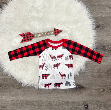 Plaid Bear Print Long Sleeve